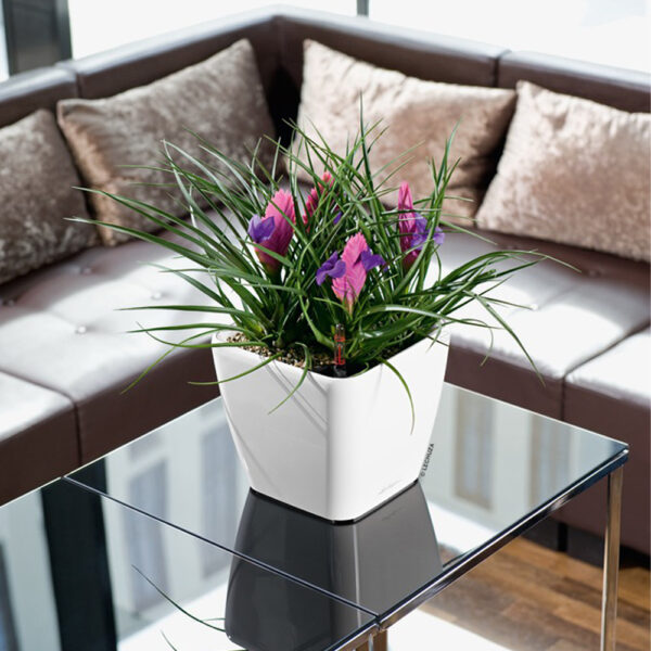 White Quadro Self Watering Planter